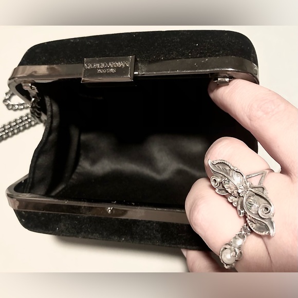 ARMANI Parfumes Black Velvet & Gun Metal Mini Box Purse Micro Evening Bag - Picture 4 of 11